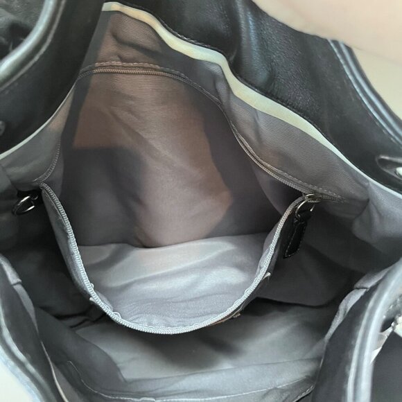 Coach Black Leather Pleated Hobo Shoulder Bag With Silver Hardware & Inner Zip P - Picture 9 of 10